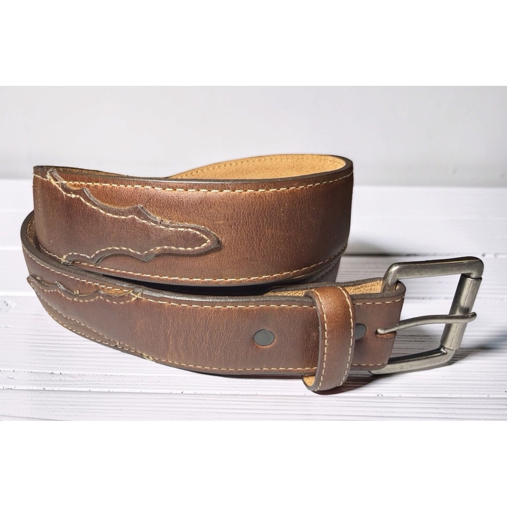 Justin Belt WESTERN CLASSIC Made In USA Genuine Leather Tan #53709 Size 44 EUC